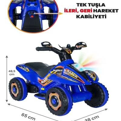 60004 Ujtoys Uzaktan Kumandalı Akülü Atv 6v Safari-mavi - Resim 3