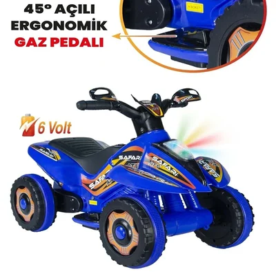 60004 Ujtoys Uzaktan Kumandalı Akülü Atv 6v Safari-mavi - Resim 4