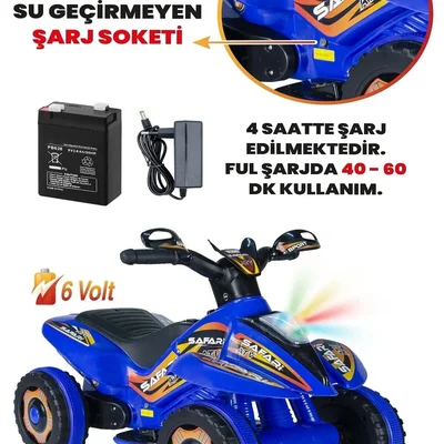 60004 Ujtoys Uzaktan Kumandalı Akülü Atv 6v Safari-mavi - Resim 5