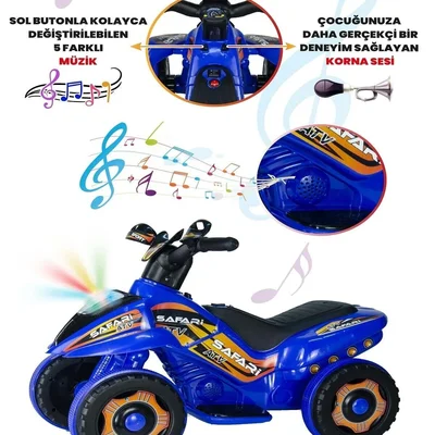 60004 Ujtoys Uzaktan Kumandalı Akülü Atv 6v Safari-mavi - Resim 6